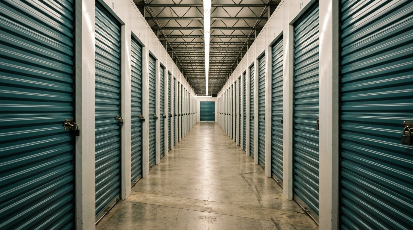 Self storage facility corridor