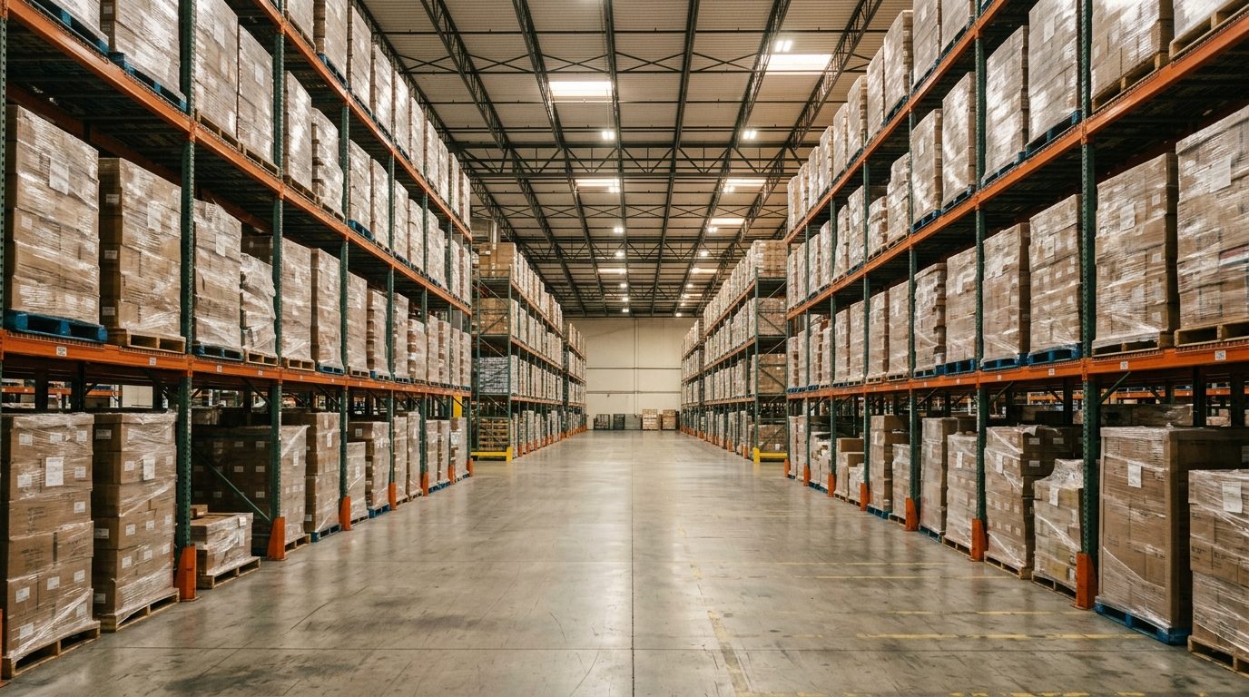 Warehouse racking and receiving dock