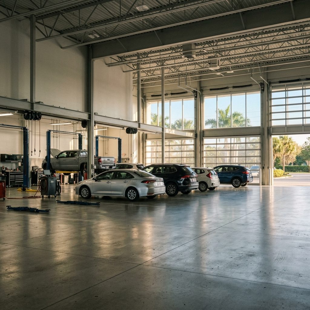 Dealership service department floor